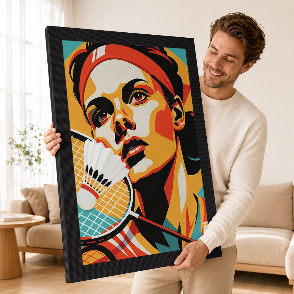 لوحة قماشية مؤطرة لصورة لاعب ا - مراجعة Badminton Poster وسعره